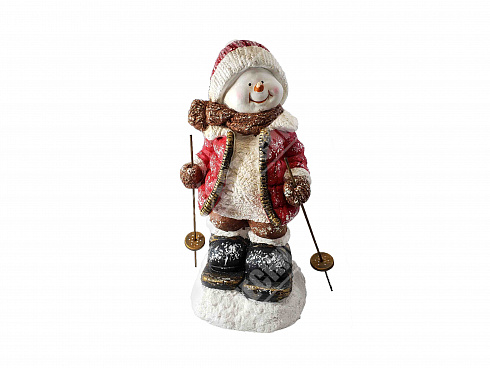 Фигурка из керамики "Снеговик на лыжах", 50 см.