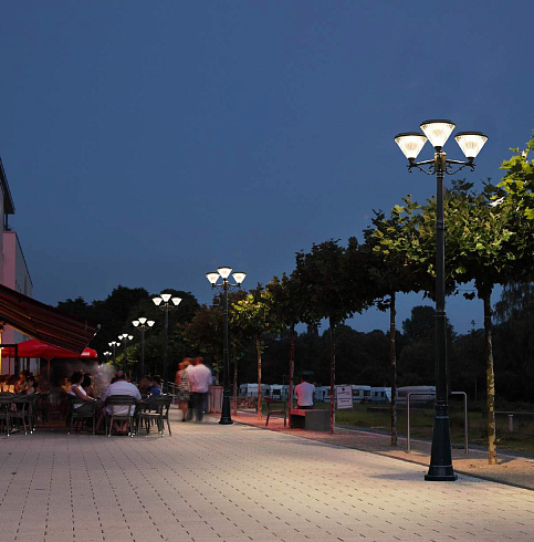 Парковый солнечный светильник на 3 плафона со столбом 260 см