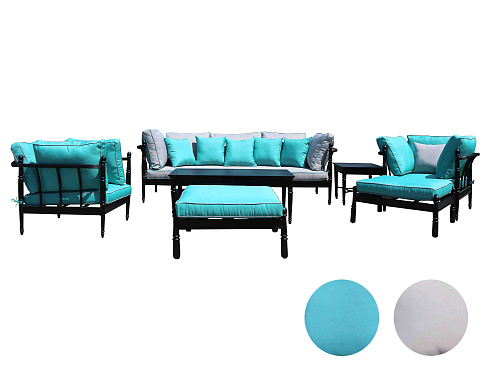Комплект мебели из алюминия TIFFANY, 7 предметов, цвет чёрный