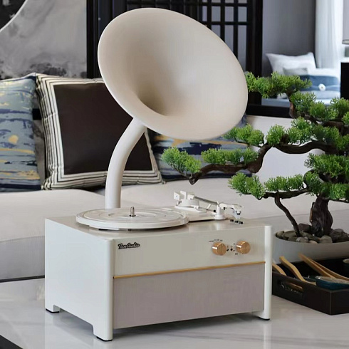 Виниловый проигрыватель RETRO STYLE 33/78/45 об/мин, +FM/BT/USB, цвет кремовый