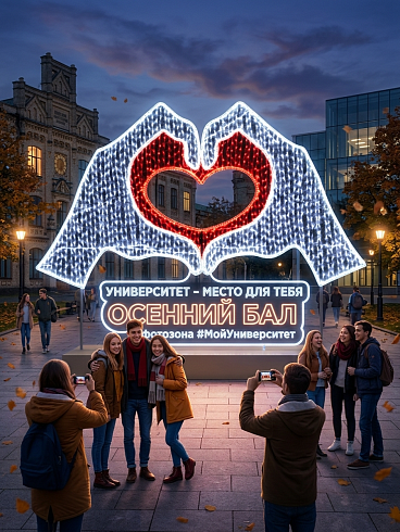 Светодиодная уличная фотозона «Сердце пальцами» K-Pop (445х230 см)