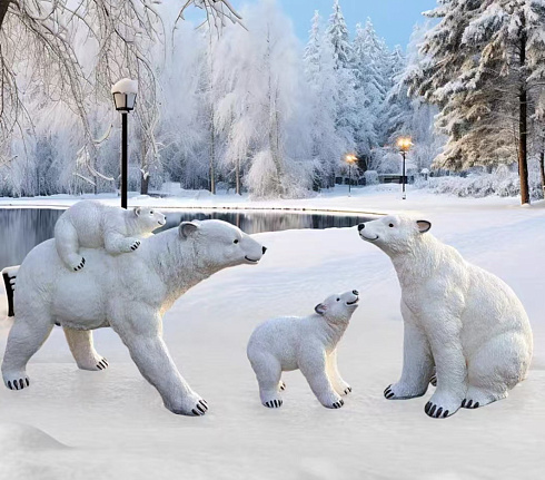 Скульптурная композиция из стеклопластика  МЕДВЕДИЦА С ДЕТЁНЫШЕМ для использования на открытом воздухе