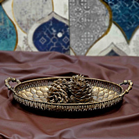 Блюдо ВОСТОК, овальное, с ручками, металл, 41.5*22.5*9 см