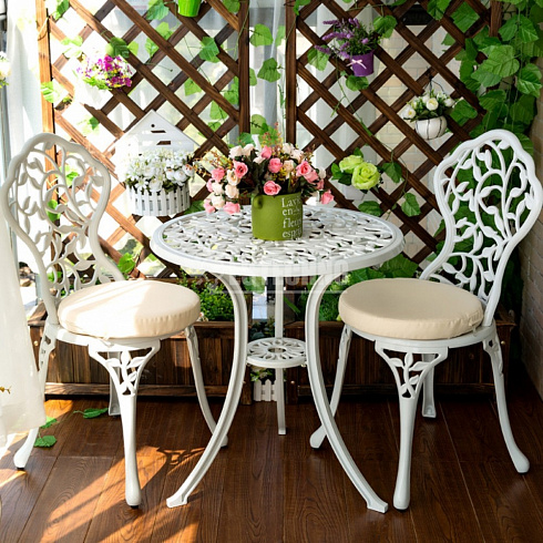 Садовая мебель из алюминия LEAVES 2+1, цвет белый