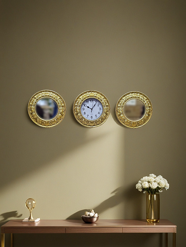 Зеркальный декор плюс часы набор из 3х предметов