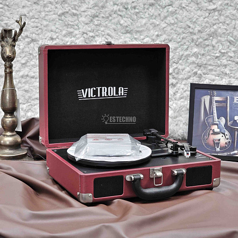 Портативный виниловый проигрыватель VICTROLA, 33/78/45 об/мин, +BT/AUX/LINE, цвет бордовый
