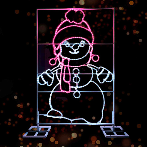 Светодиодная конструкция 24V СНЕГОВИК ДЕВОЧКА 2D (СЕМЕЙКА СНЕГОВИКОВ) для использования на открытом воздухе.