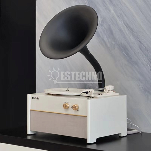 Виниловый проигрыватель RETRO STYLE 33/78/45 об/мин, + FM/BT/USB, цвет кремовый-чёрный