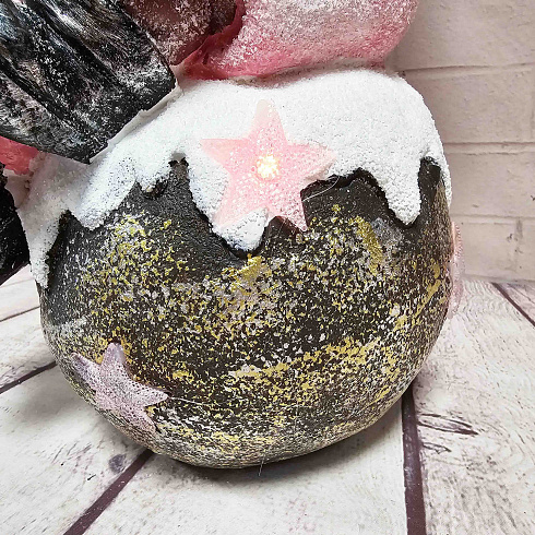 Фигура новогодняя с подсветкой из грубой керамики Девчата, 27х20х40 см