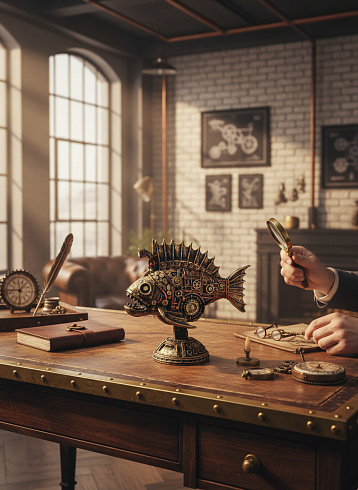Статуэтка рыба MONSTERT FISH в индустриальном стиле, 20*23