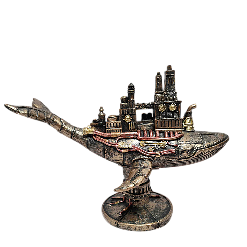 Фигура кит WHALE CITY в индустриальном стиле, 24*19 см