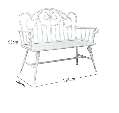 Скамейка для сада декоративная, 160*90 см, цвет белый