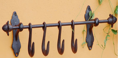Винтажная настенная вешалка на 4 крючка, чугун литьё
