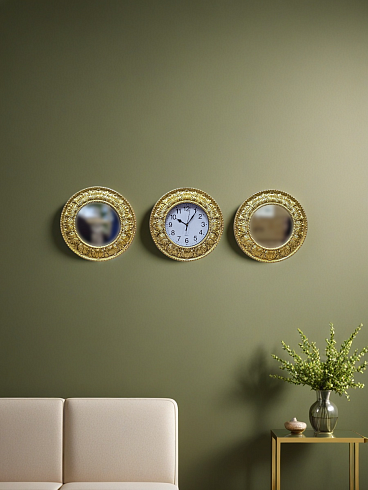 Зеркальный декор плюс часы набор из 3х предметов