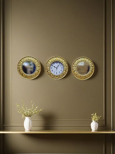 Зеркальный декор плюс часы набор из 3х предметов