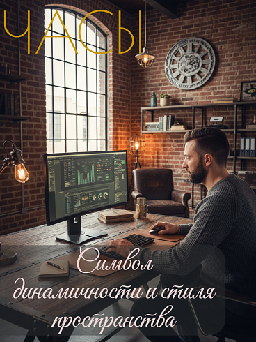 Часы настенные с подвижным механизмом INDUSTRIAL, Ø80*9.5 см