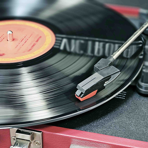 Портативный виниловый проигрыватель VICTROLA, 33/78/45 об/мин, +BT/AUX/LINE, цвет бордовый
