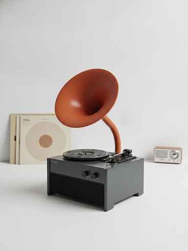 Виниловый проигрыватель RETRO STYLE 33/78/45 об/мин, + FM/BT/USB, цвет чёрный