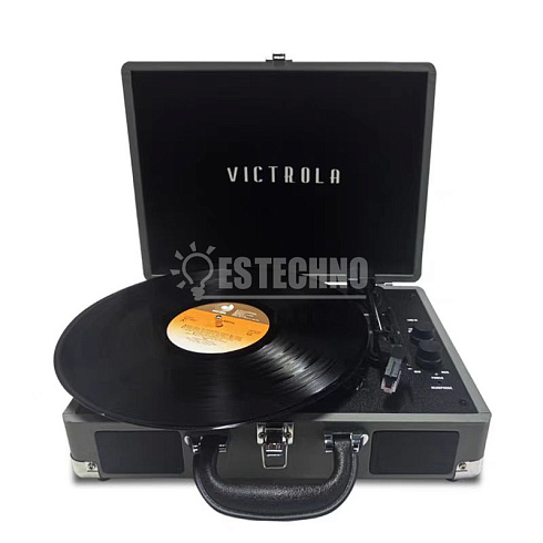 Портативный виниловый проигрыватель VICTROLA JOURNEY+, 33/78/45 об/мин,+BT/AUX/LINE, цвет серый-чёрный