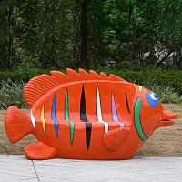 Скульптура - скамья из термо-пластика Тропическая рыба, 163х88 см, цвет красный