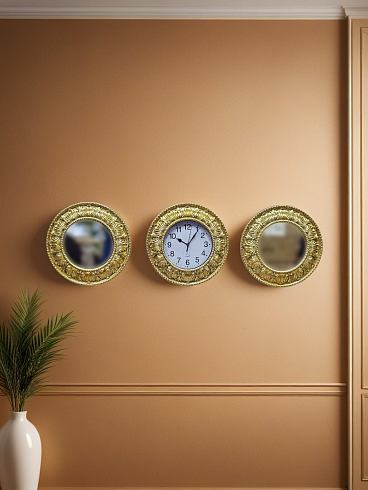Зеркальный декор плюс часы набор из 3х предметов