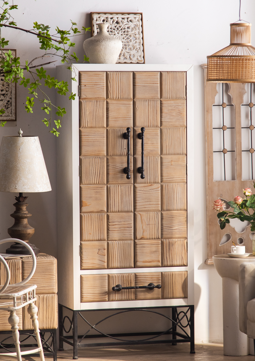 Шкаф из дерева и металла СТИЛЬ ЭТНО по-новому 72*41*166,5 см - купить в ...