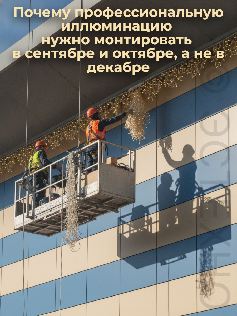 Почему профессиональную иллюминацию нужно монтировать в сентябре и октябре Почему профессиональную иллюминацию нужно монтировать в сентябре и октябре