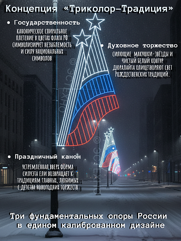 Профессиональная уличная консоль ESTECHNO «Триколор-Традиция» 180х80 см, IP65 (Дюралайт, Светодиодная нить)