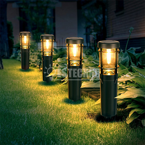 Солнечные светильники СТОЛБИКИ 33 см, набор из 4-х шт для декоративной подсветки дорожек и ландшафта