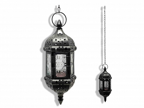 Подсвечник подвесной Марокканский фонари," 23х9 см, цвет чёрный