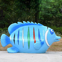 Скульптура - скамья из термопластика Тропическая рыба, 163х88 см, цвет голубой