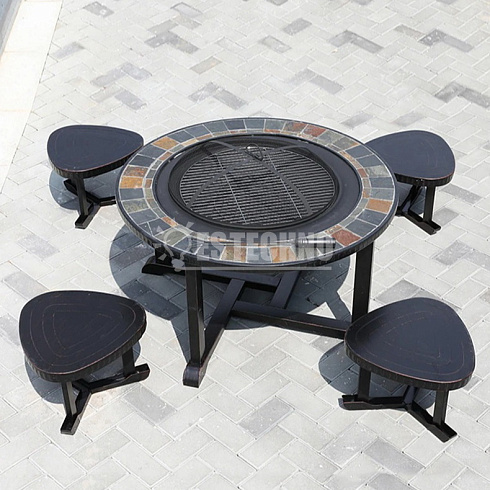 Стол со встроенным грилем ASIANA, + 4 табурета