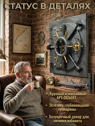 Настенные часы-панно с железным характером "БУНКЕР"