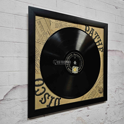Панно ГРАМОФОННАЯ ПЛАСТИНКА В РАМКЕ, старинная