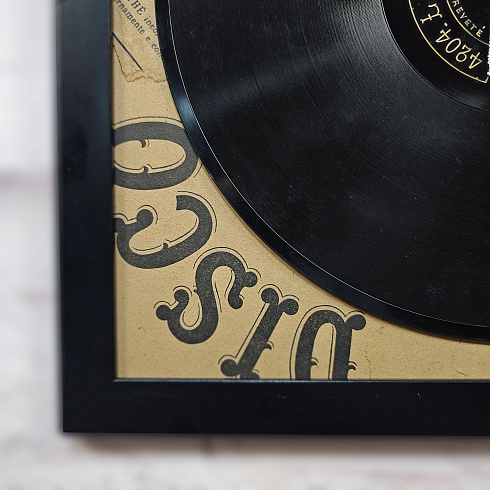 Панно ГРАМОФОННАЯ ПЛАСТИНКА В РАМКЕ, старинная
