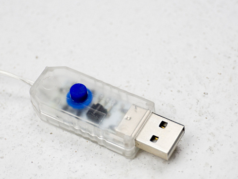 USB гирлянда на проволоке "Дождь", цвет теплый белый, 3х3 м.