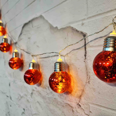 Гирлянда на батарейках РЕТРО ЛАМПЫ, 3 м, цвет теплый белый