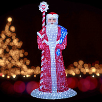 Акриловая фигура светодиодная 3D "Дед мороз", высота 2.5 м.