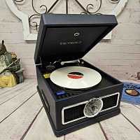 Виниловый проигрыватель, фонограф VICTROLA MADISON + CD/FM/BT ретро стиль, цвет синий