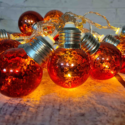 Гирлянда на батарейках РЕТРО ЛАМПЫ, 3 м, цвет теплый белый