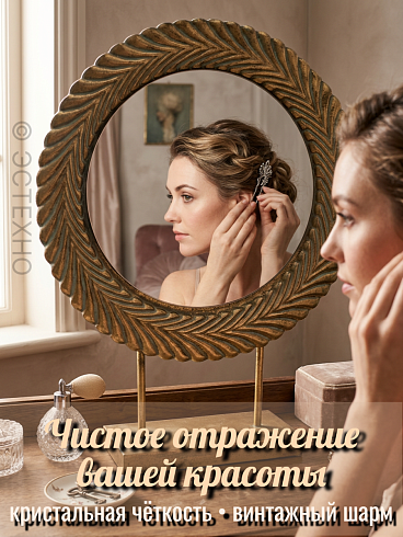 Настольное интерьерное зеркало «Античное Золото» в металлической раме (59х45 см)