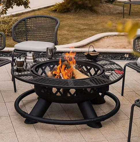 Костровая чаша гриль 90*64 см, цвет черный