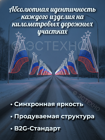 Профессиональная уличная консоль ESTECHNO «Триколор-Традиция» 180х80 см, IP65 (Дюралайт, Светодиодная нить)