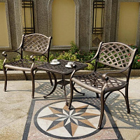 Комплект садовой мебели из алюминия COFFE TIME, 2+1, цвет коричневый с патиной