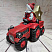 Фигура новогодняя с подсветкой из грубой керамики Снеговик на тракторе, 54x27x41 см