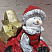 Фигура новогодняя с подсветкой из грубой керамики Снеговик на тракторе, 54x27x41 см