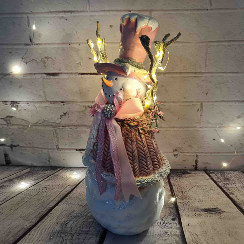 Новогодний декор Снеговик с подсветкой, 30 см