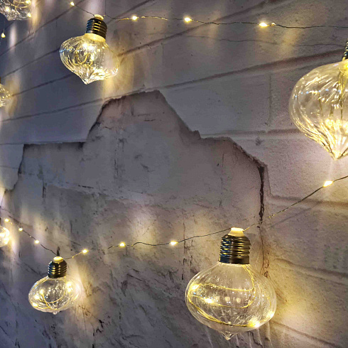 Гирлянда светодиодная на батарейках ЛАМПА ЭДИСОНА, 5 м