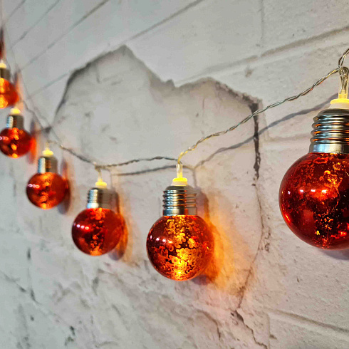 Гирлянда на батарейках РЕТРО ЛАМПЫ, 3 м, цвет теплый белый