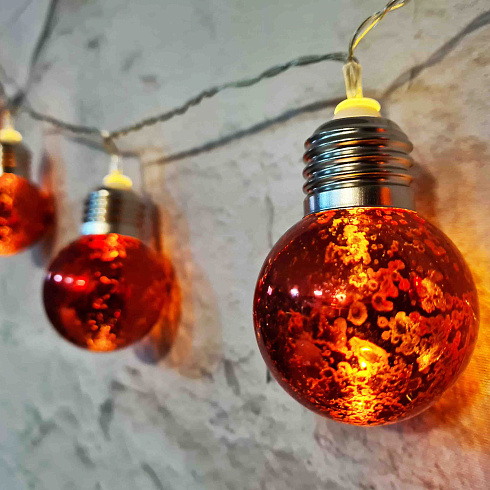 Гирлянда на батарейках РЕТРО ЛАМПЫ, 3 м, цвет теплый белый